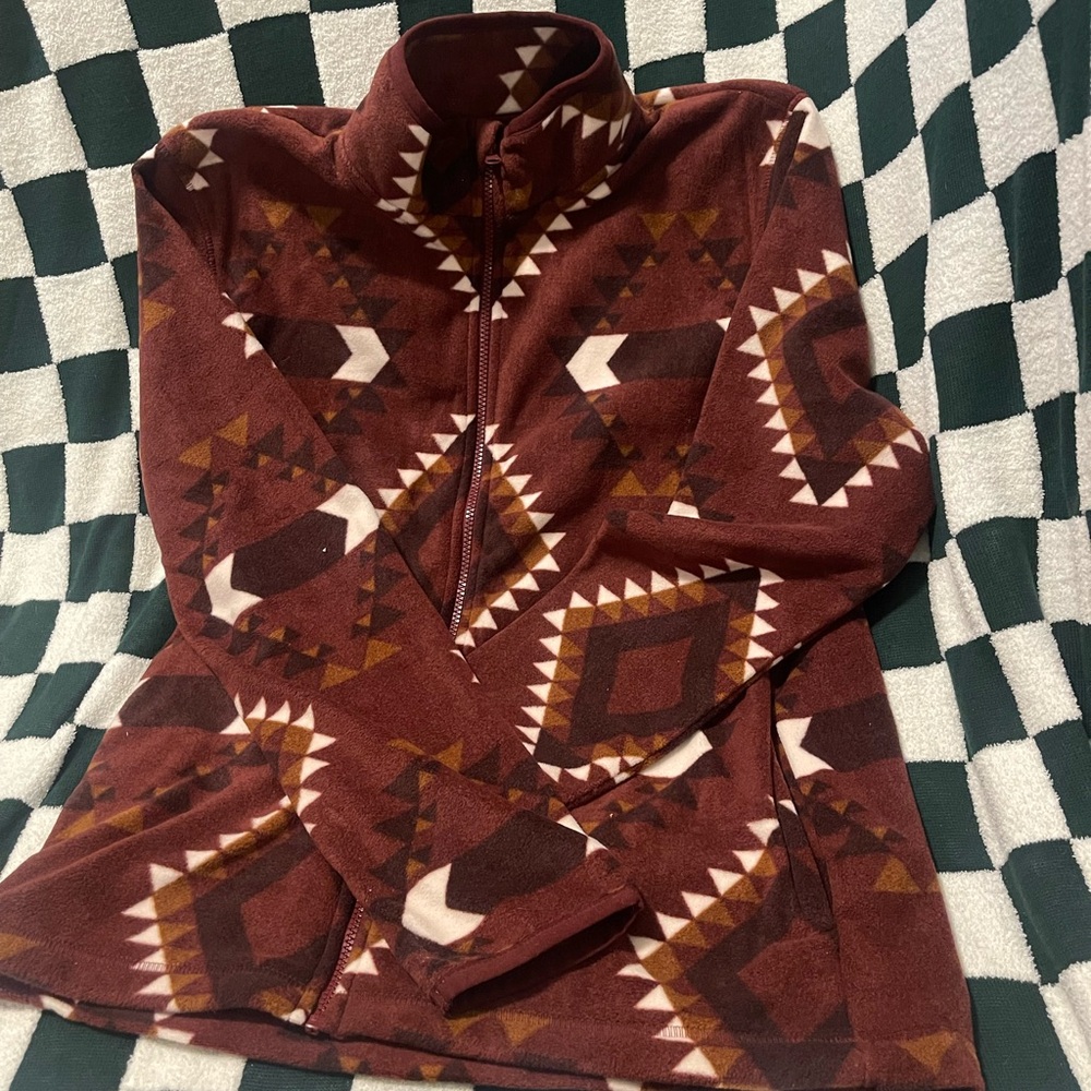 Sonoma Geometric Pink and Gold Fleece Jacket